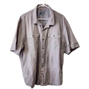 Sierra Designs Mens XXL Grey Short Sleeve Button Up Shirt Cotton Stretch